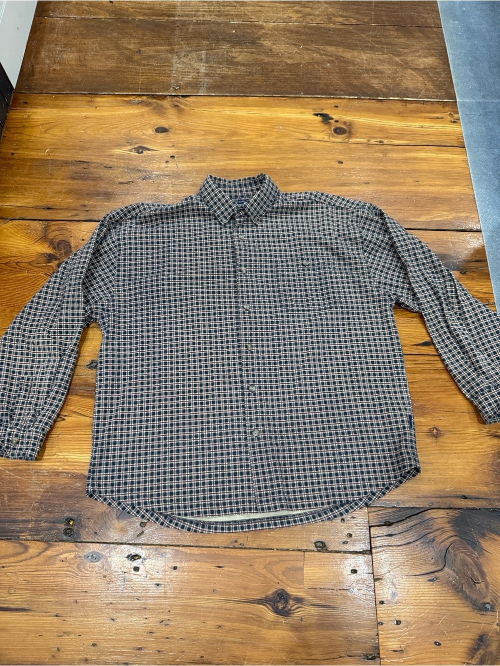 Bowen & Wright Plaid Long-Sleeve Button-Up Shirt - Brown/Red/Green Size Large